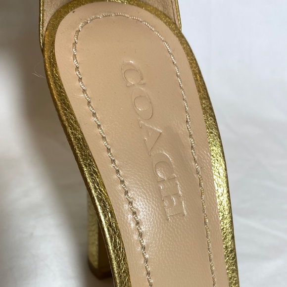 Coach Gold Elizabeth Heels with Tea Rose Eyelets and Ankle Strap Women 6 - Picture 2 of 11